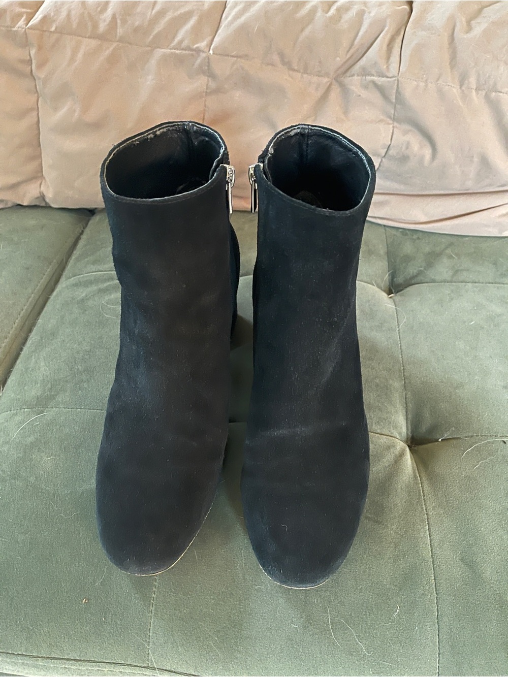 Via Spiga Black Suede Ankle Boots with Inner Zip
